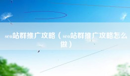 seo站群推广攻略（seo站群推广攻略怎么做）