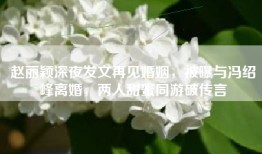 赵丽颖深夜发文再见婚姻，被曝与冯绍峰离婚，两人甜蜜同游破传言