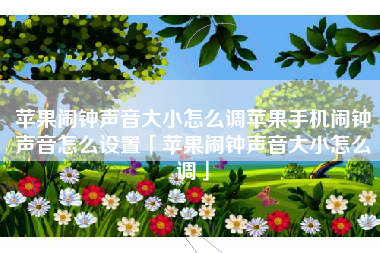 苹果闹钟声音大小怎么调苹果手机闹钟声音怎么设置「苹果闹钟声音大小怎么调」